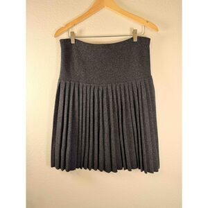 Principles Lambswool Pleated Knit Skirt Charcoal Grey Warm Academic Size S M
